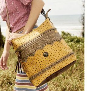 NWTMyra Bag 364764 Gold spell Leather & Hairon Bag"